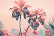 © Daria - Pastel Pink Palm on pink background illustration