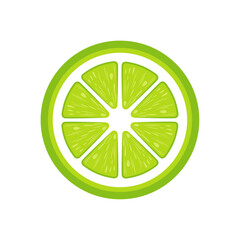 Wall Mural - Slice of lime flat illustration. Stylized flat vector element in green colors. Best for web, print, logo creating and branding design.