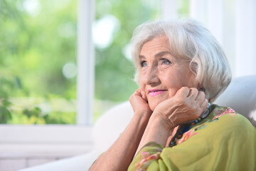 Poster - Beautiful elderly woman at the country house