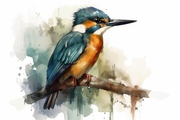 Sticker - colorful bird perched on a tree branch in a nature setting. Generative AI