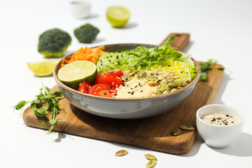 Wall Mural - Bowl with tasty and nutritious food, delicious homemade lunch