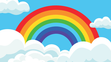 Poster - Rainbow in the sky. Vector illustration of a rainbow in the sky.