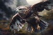 Flying Owl Background Defocused Mountains. Generative AI