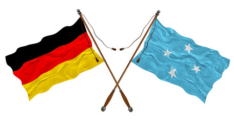 National flag of  Micronesia  and Germany. Background for designers