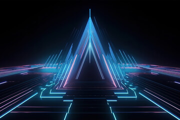 Wall Mural - 3D render abstract, Futuristic neon background with glowing lines, speed of the light concept, created with Generative AI