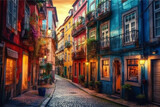 Fototapeta Uliczki - Colorful cityscapes, many homes with many colours