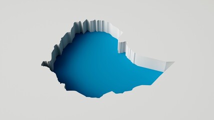 Poster - 3D rendered map of Ethiopia in blue on a white background - travel and vacation concept