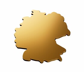 Wall Mural - 3D render of a gold Germany shaped map isolated on a white background