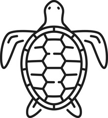 Wall Mural - Sea turtle outline icon with vector marine animal