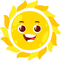 Wall Mural - Cute sun character, cartoon sunshine, happy face