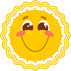 Wall Mural - Funny sun character, happy face and cute smile