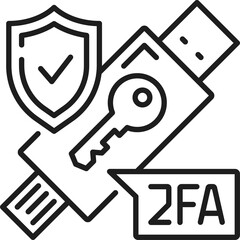 Leinwandbilder - 2FA two factor authentication, USB key token icon