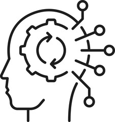 Aufkleber - Human brain with rpa robotic process automation