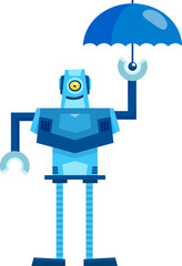 Aufkleber - Robot assistant helper with umbrella in hand