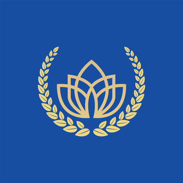 Shapla flower logo design. Shapla logo. lotus logo |  lotus | shield with laurel vector.