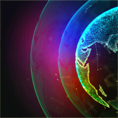 Wall Mural - Internet satellites transmit signals Planet. Global network. Future. Internet and technology. Geometric floating plexus