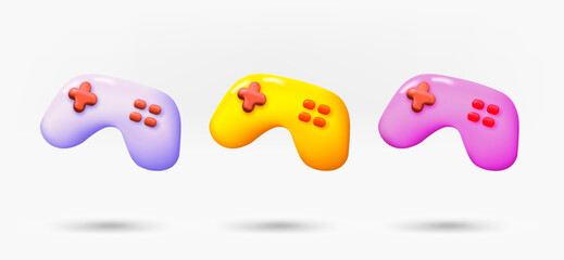 Aufkleber - Different color gamepad icons collection. 3d vector isolated on white background