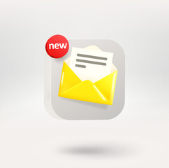 Fototapete - Yellow paper envelope with green checkmark on white background. No viruses cincept. 3d vector icon isolated on white 