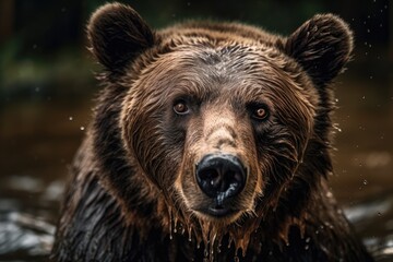 Sticker - The Grizzly Bear Is In The Water. Generative AI