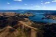 Bird's eye view of Lake Eildon surrounded by mountains in Victoria, Australia