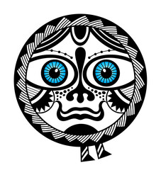 Sticker - Round tattoo ornament with sun face maori style. Ethnic, african, aztec, Indian totem mask 