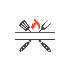 bbq grill logo icon design vector