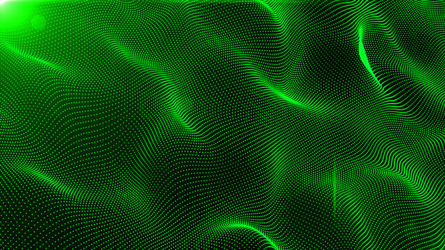 Wall Mural -  - green space particle form, futuristic neon graphic Background, energy 3d abstract art element illustration, technology artificial intelligence, shape theme wallpaper