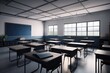 © Tixel - Empty modern classroom with white Interactive board 3d render