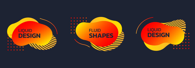 Wall Mural - abstract design background set with fluid or liquid shapes. modern banner or badge template with dyn