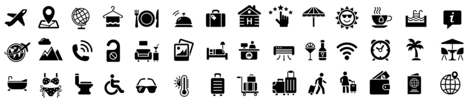 Wall Mural -  - Hotel service, Simple hotel icons set, Vector icon design. Tour and travel icon set