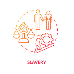 Wall Mural - Slavery red gradient concept icon. Kidnapping and human trafficking. Injustice. Justice issue abstract idea thin line illustration. Isolated outline drawing. Myriad Pro-Bold font used