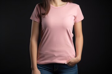 Wall Mural - Model wearing a pink t-shirt