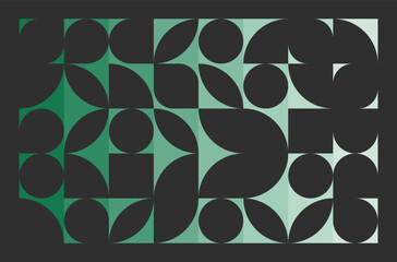 Wall Mural - Geometric pattern background. Simple minimal cutout circle square shape bauhaus abstract swiss banner design. Vector art