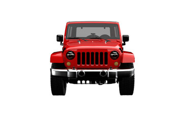 front view of red jeep, car transparent background