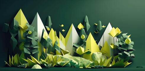 Wall Mural - Lush green leaves creating a serene backdrop. Generative AI