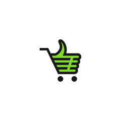 Sticker - Shopping cart and hand gesture like combination. Logo design.