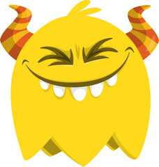 Poster - Funny cartoon monster character. Illustration of happy alien creature. Halloween design. Vector isolated