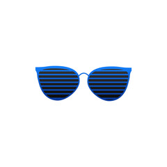 Poster - Trendy sunglasses with blue stripes. Fashionable accessory to protect eyes from sun with stylish lenses and plastic vector frames.