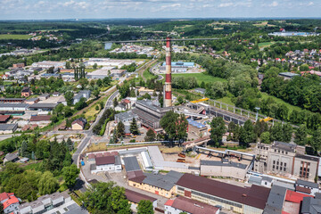 Sticker - Drone photo of power industry plant in Cieszyn town, Poland