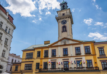 Sticker - Town Hall on Old Town Market Square in historic part of Cieszyn, Poland