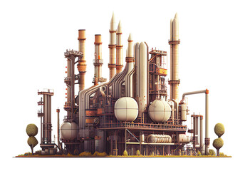 3d illustration Oil and gas industrial refinery zone, Detail of equipment oil pipeline steel with valve from large oil storage tank