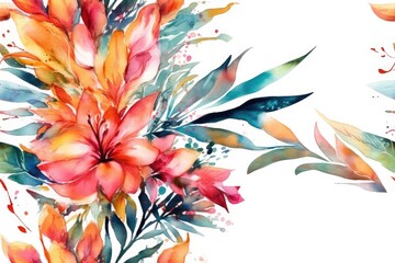 Wall Mural - colorful bouquet of flowers in a watercolor painting style. Generative AI