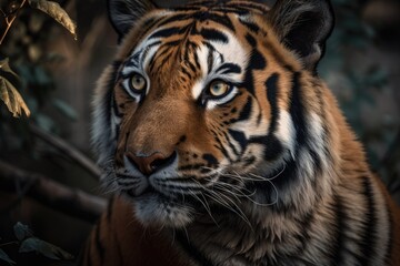 Sticker - Tiger. Beautiful Bengal tiger portrait. Siberian Tiger of Amur. Generative AI