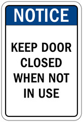 Canvas Print - Door safety sign and labels keep door closed when not in use