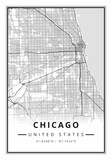 Fototapeta Na drzwi - Street map art of Chicago city in USA - United States of America - America