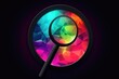 Colorful Search Icon Black Background. Generative AI