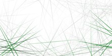 Abstract Green Fractal Background With Various Thin Lines. Background Of Chaotic Crossing Lines. Web, Abstract Background Of Lines. And Thorns, Needles Or Rays.