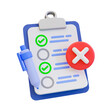 © peerapong - 3d minimal To-do list incomplete. Goal achievement fail. Checklist fail. checklist clipboard with a cross mark. 3d illustration.