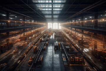 Massive Logistics Center, created by a neural network, Generative AI technology