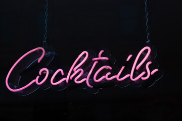pink neon cocktails sign